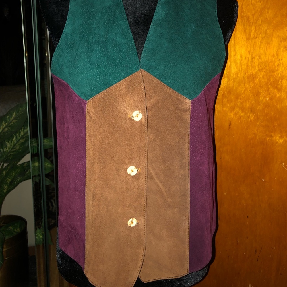 Green ,tan & burg suede vest.